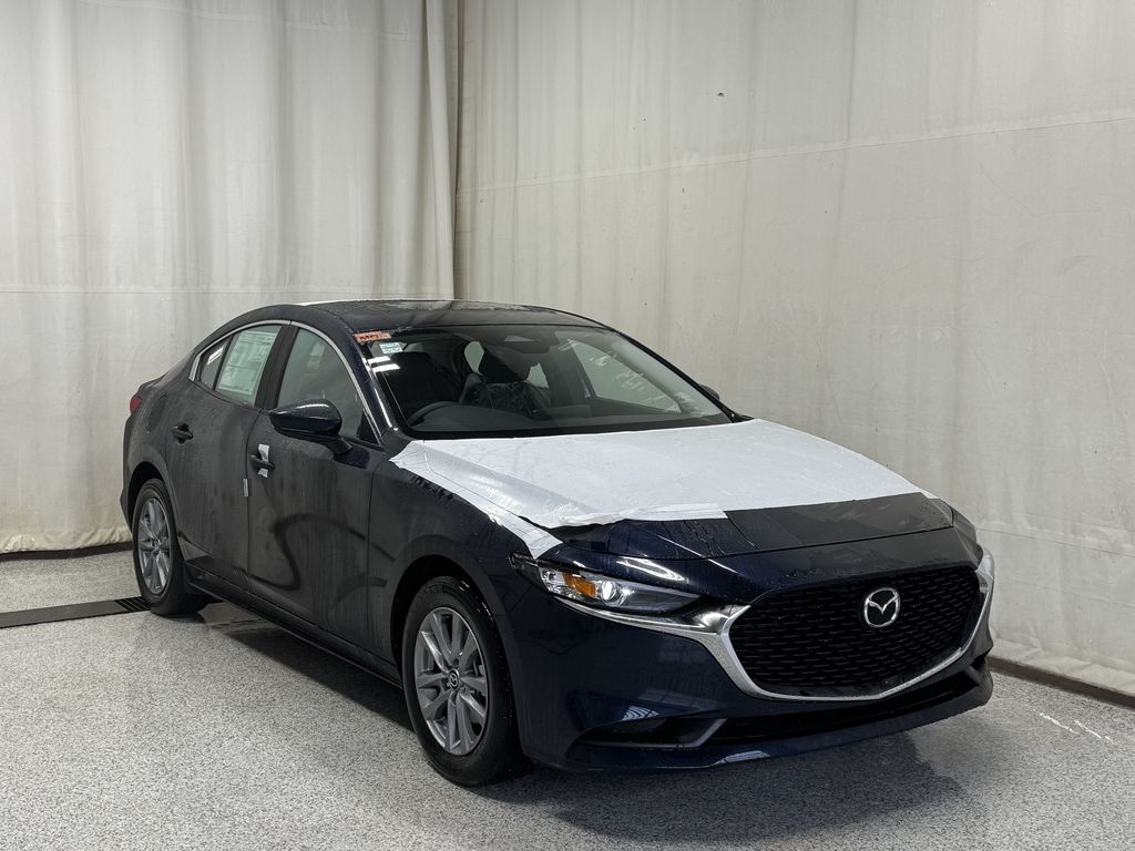 DEEP CRYSTAL BLUE MICA-BLACK 2026 Mazda MAZDA3 Sedan  6-Speed Automatic