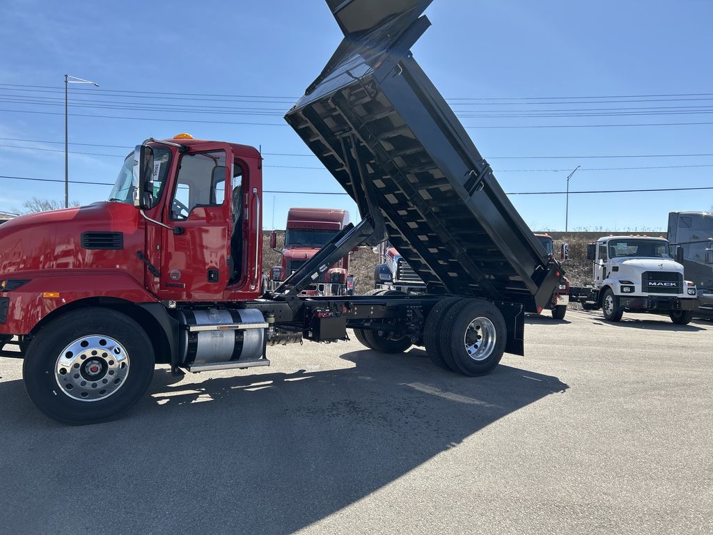 Slide images of 2025 MACK MD642 with 14' Galion Landscaping Body