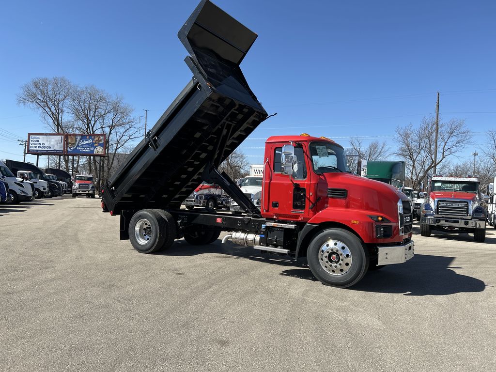 Slide images of 2025 MACK MD642 with 14' Galion Landscaping Body