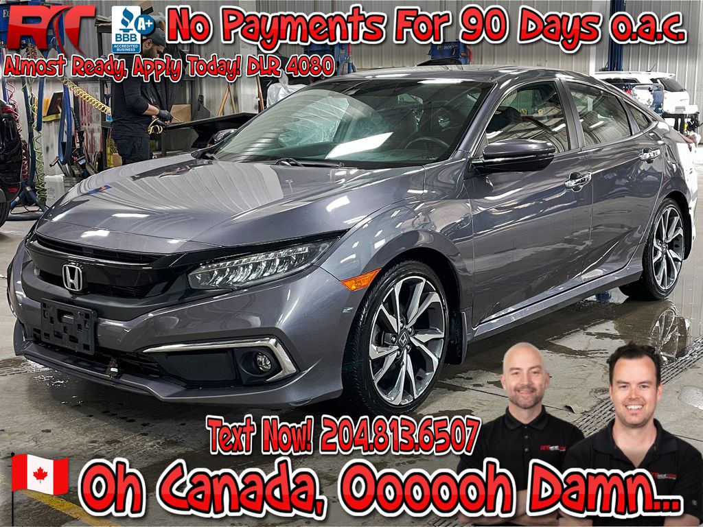 Gray[Modern Steel Metallic] 2020 Honda Civic Sedan Touring - CVT, Leather Heated Seats, NAV, Sunroof
