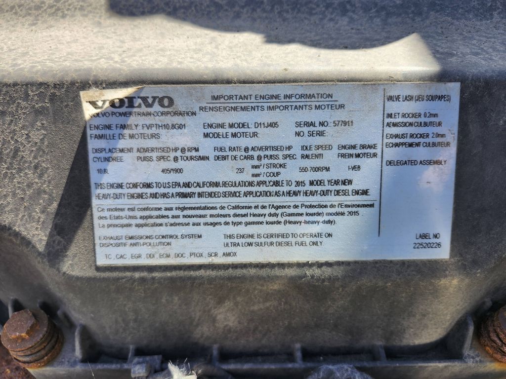 Slide images of 2016 VOLVO VN