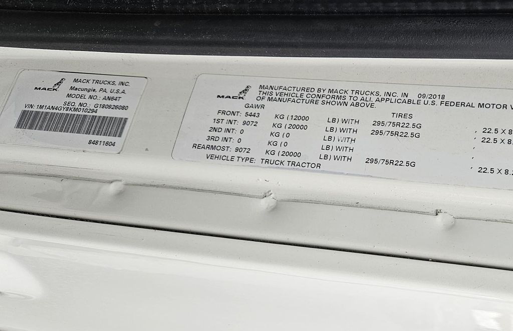 Slide images of 2019 MACK AN64T 