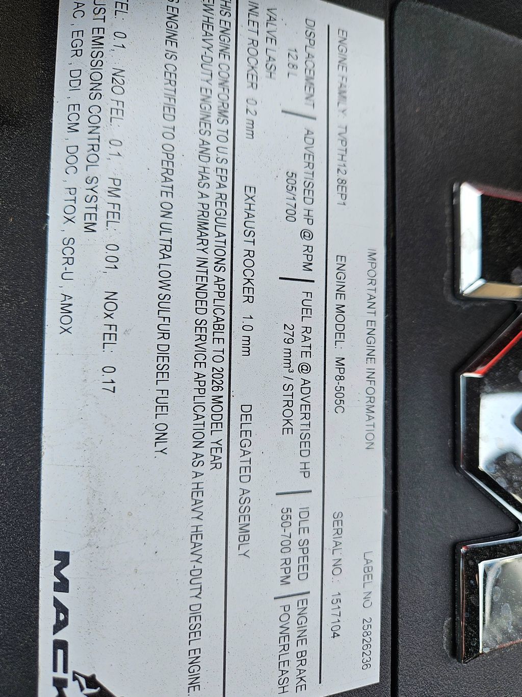 Slide images of 2027 MACK Pinnacle 64T DC